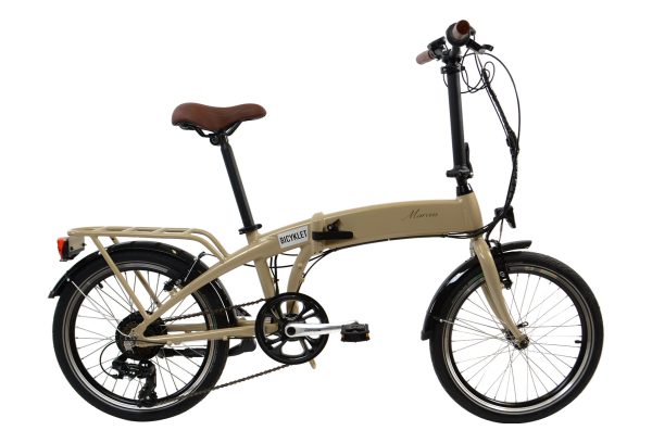 VÉLO PLIANT ÉLECTRIQUE BICYKLET MARCUS SHIMANO TOURNEY 6V 418 WH 20'' BEIGE IVOIRE