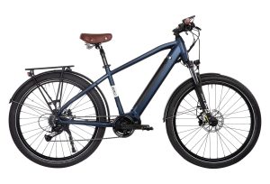 VÉLO DE VILLE ÉLECTRIQUE BICYKLET RAYMOND SHIMANO ACERA 9V 504 WH 27.5'' BLEU MATT NIGHT