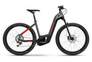 VTC Électrique Haibike Trekking 9 Cross Low Shimano Deore 11V 27.5'' 625 Wh Gris Foncé / Rouge 2023