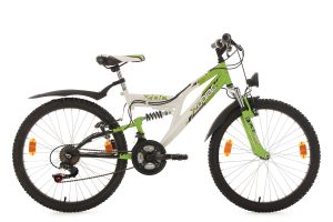 VTT Tout-Suspendu Enfant KS Cycling Zodiac 24'' Shimano Tourney 6V Blanc Vert