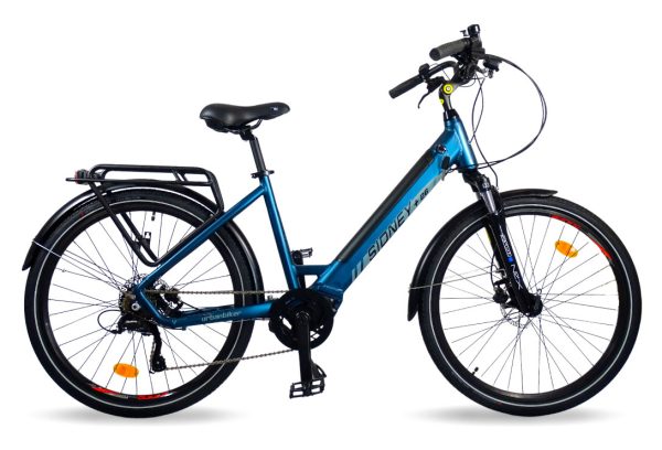Vélo Electrique Urbanbiker Sidney PLUS 23 bleu Roues 28 540WH(36v 15Ah)