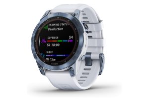 Montre de Sport Garmin Fenix 7 Sapphire Solar Titane Bleu Cobalt / Blanc