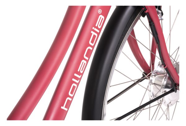 Vélo électrique femme 28 Hollandia Carry On rouge – Image 3